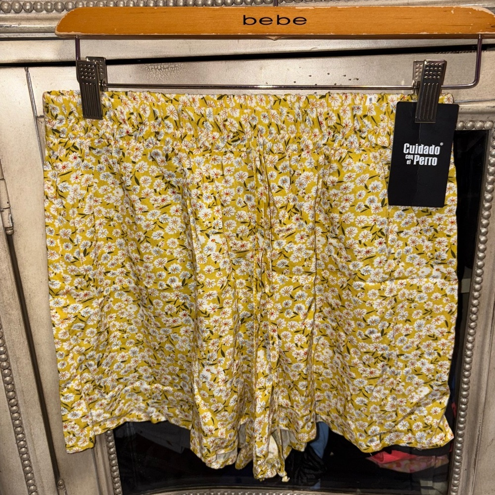 Women's Yellow Floral Shorts